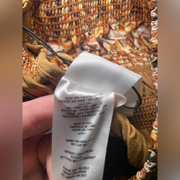 Acler New Kyle Skirt Neutral Leaves Smocked Mini Size 4 - Picture 6 of 6